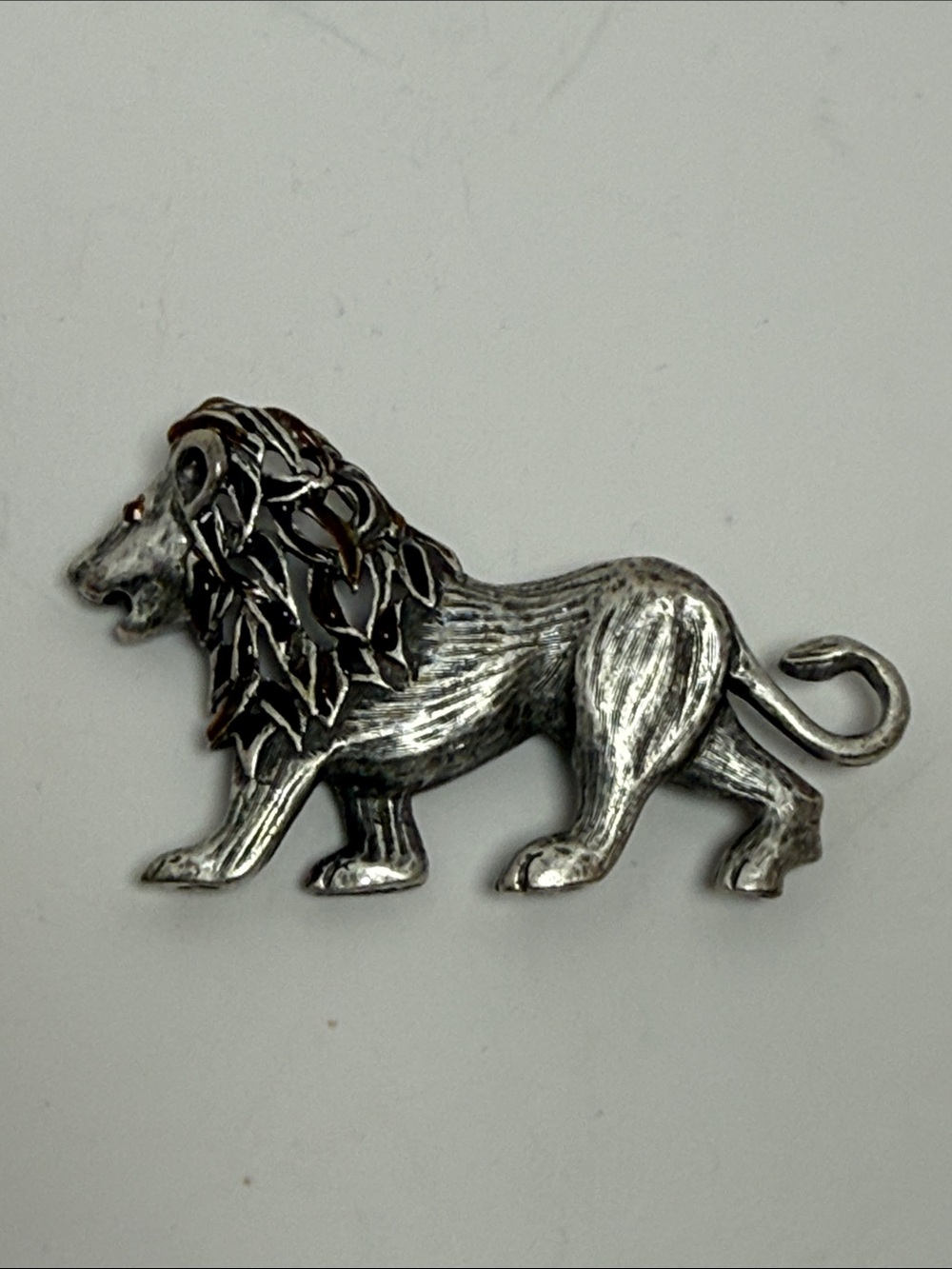 Vintage Silver-Tone Lion Pin Brooch